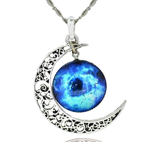 Galaxy Universe Gem Crescent Pendant Set - Picture 2 of 4